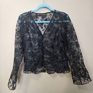 Nicole Miller Collection Women's Size S Sheer Cardigan Button Down Floral